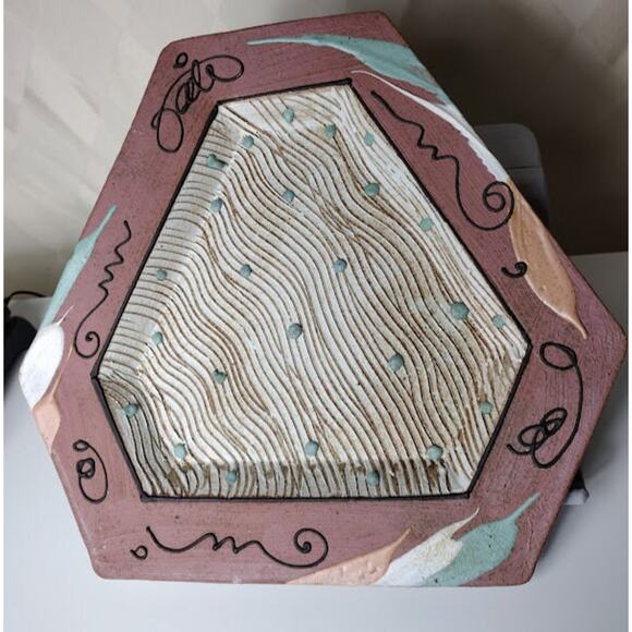 Unique Vintage Cunningham Pottery Plate with Abstract Design in Relief - Picture 1 of 10